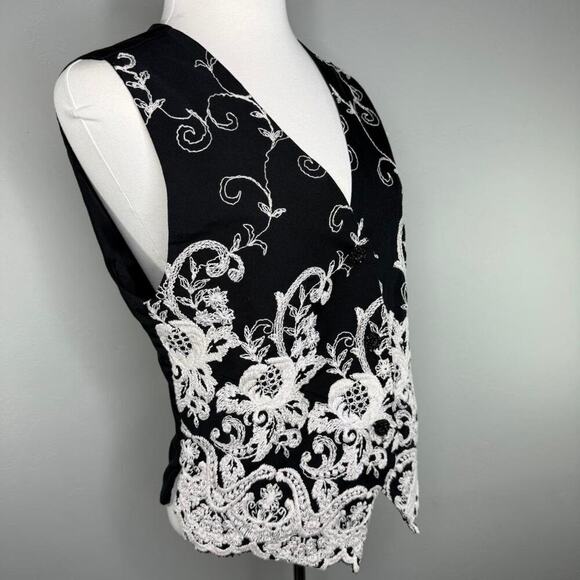 Vintage Express‎ Embroidered Black Vest Size S Americana Western Indie Folk - Picture 5 of 10